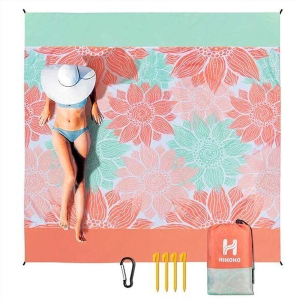 Beach Blanket Mat Flower Large Adults Picnic Pink Outdoor Floral Relaxation